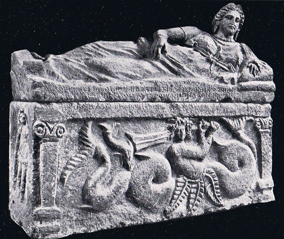 Relief carving of the goddess Atargatis, associated with mermaids in ancient mythology