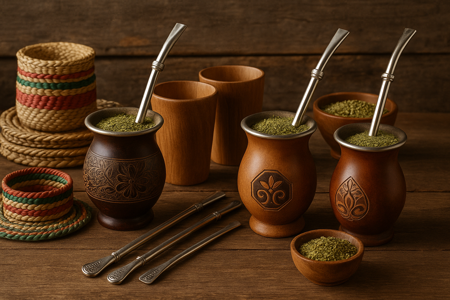 Cena tradicional da cultura do tereré com produtos artesanais