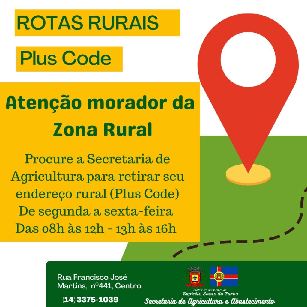 Advertisement for Plus Code System in Espírito Santo do Turvo, Brazil