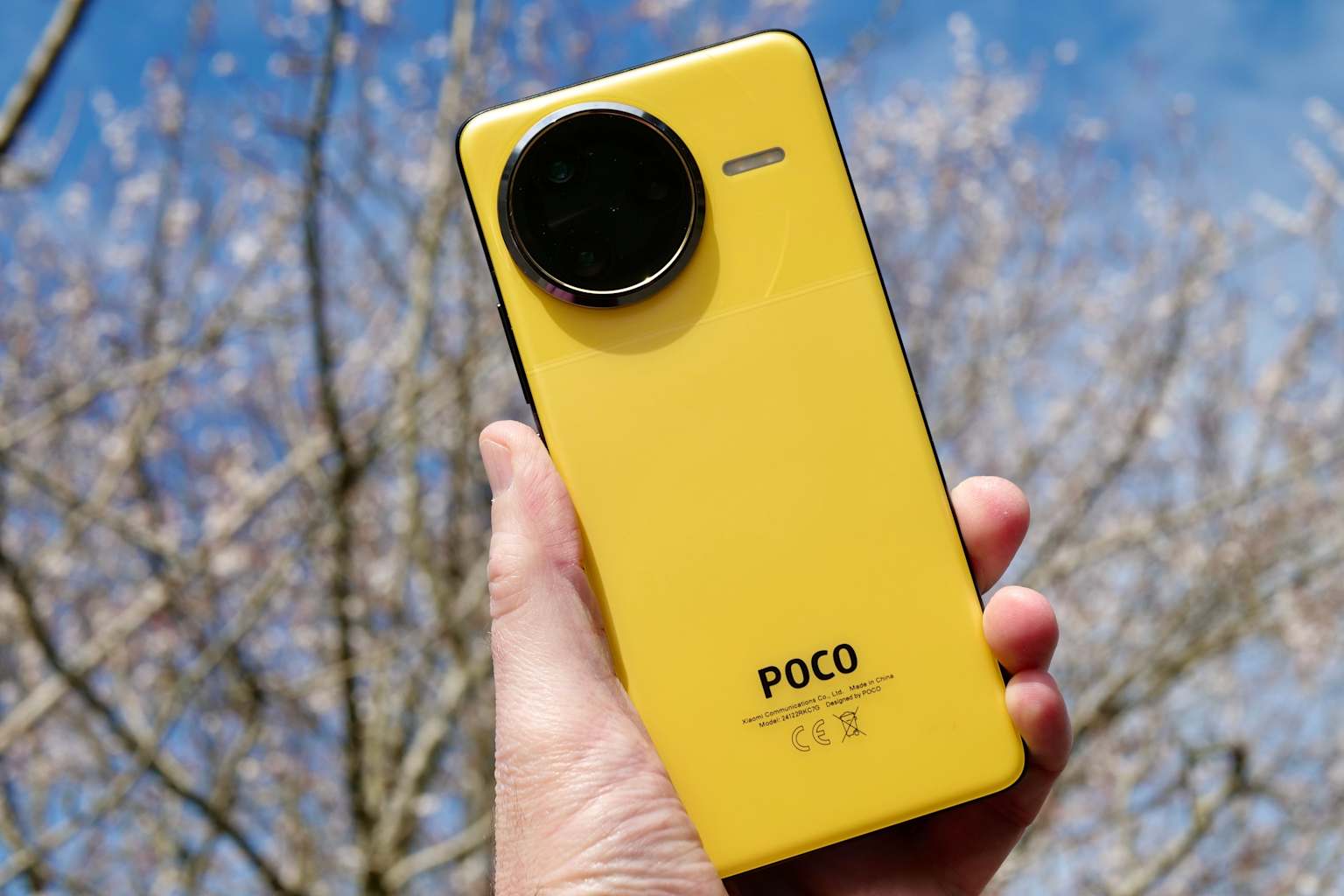 Close-up of the Poco F7 Ultra's camera module design.
