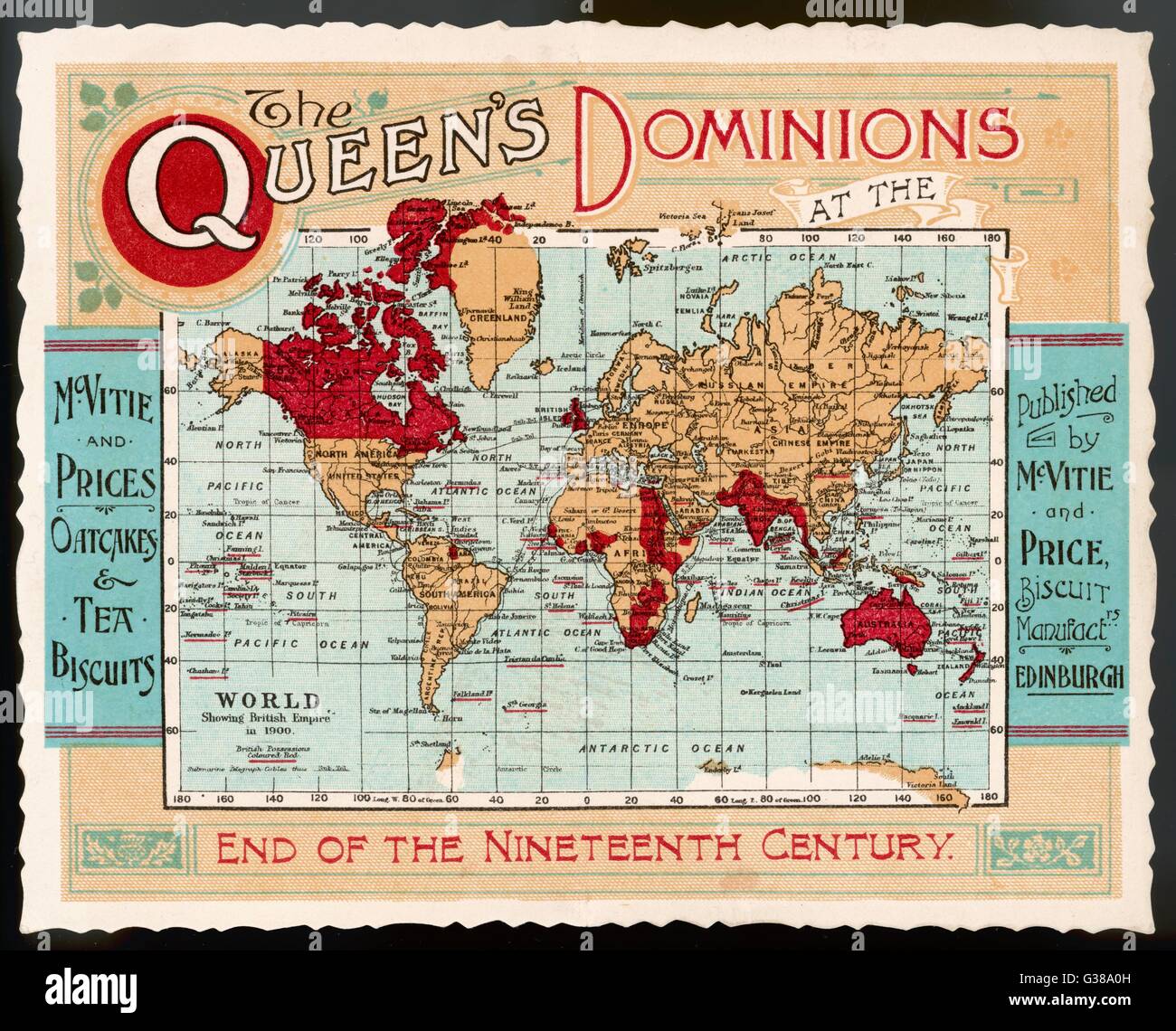 A 19th-century map highlighting the global extent of the British Empire, illustrating the vast colonial territories under British control at the century's end