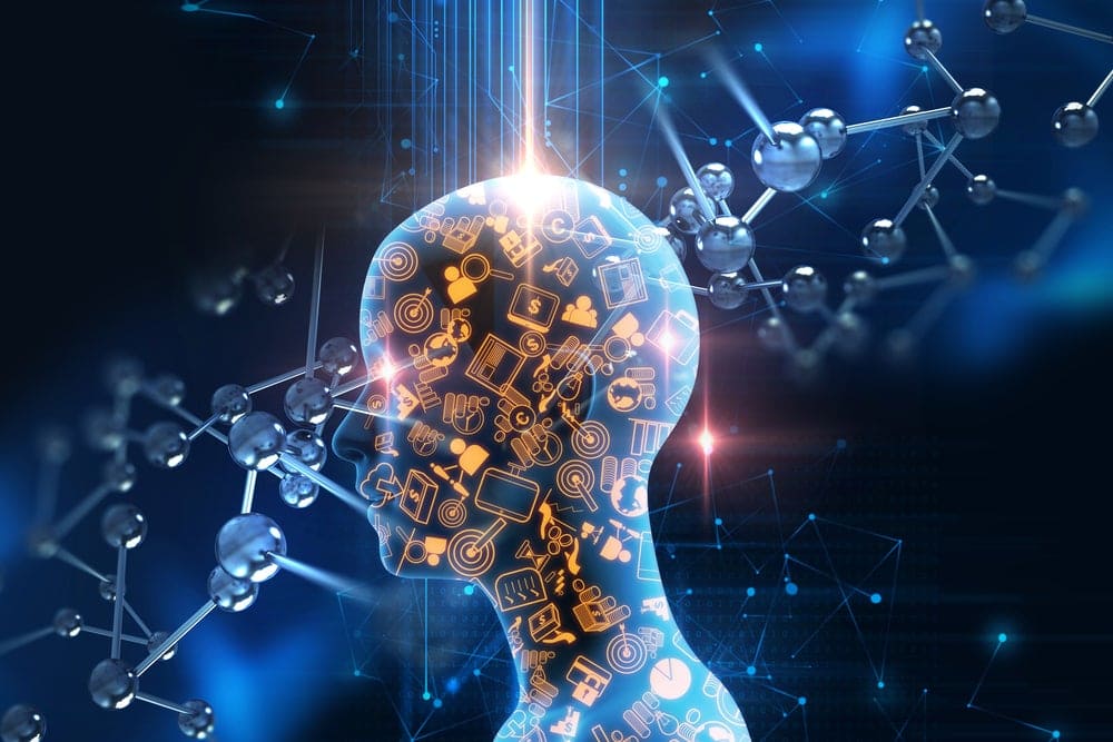 Artificial intelligence concept with interconnected technology icons