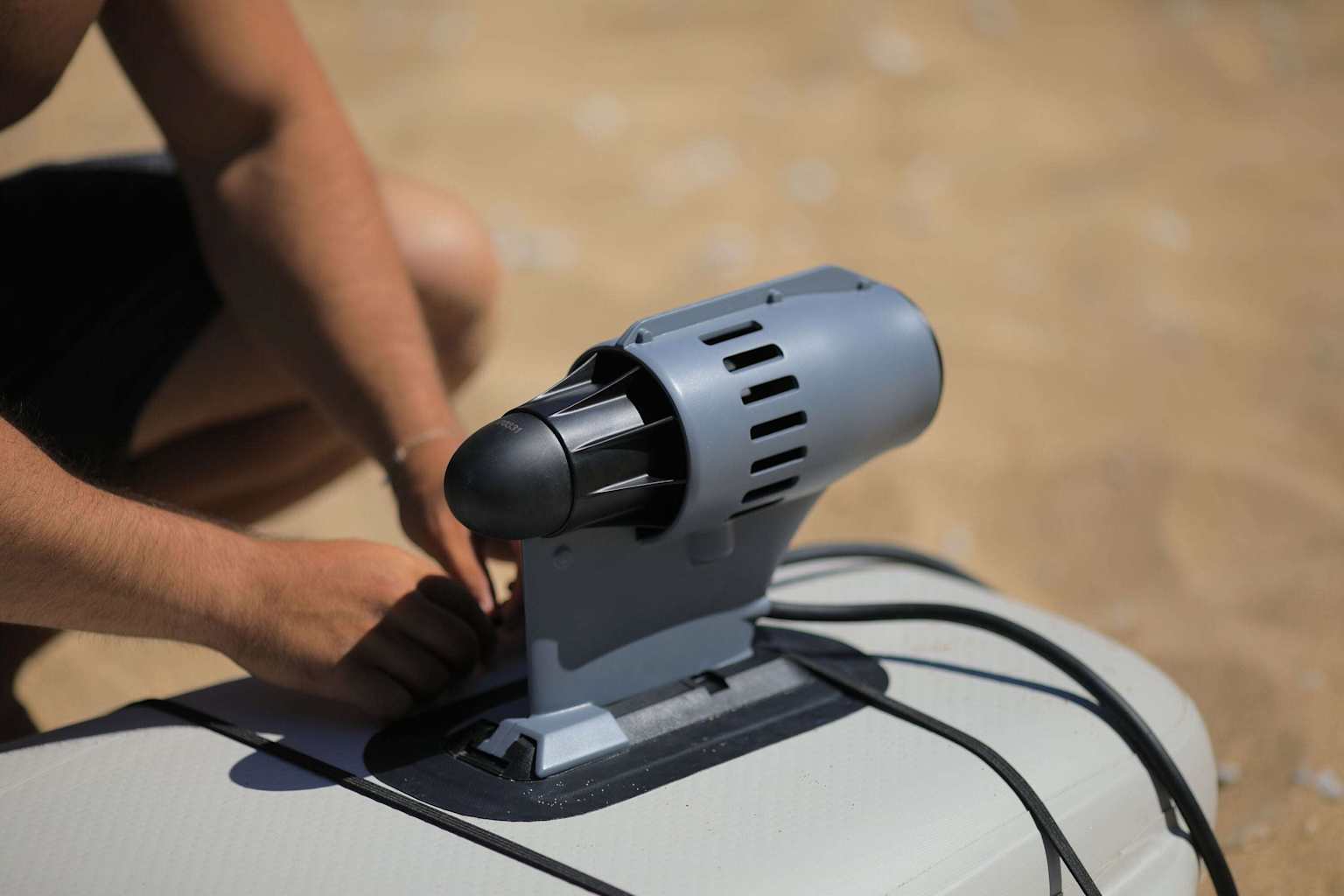 Aqua Marina Bluedrive K Electric Motor Being Installed on a SUP Board