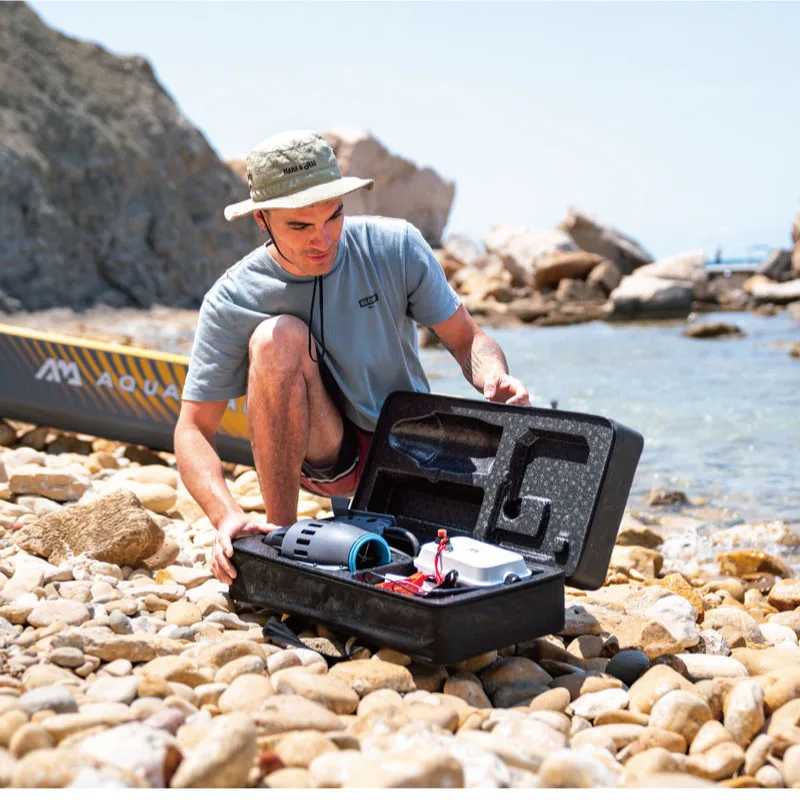 Aqua Marina Bluedrive K electric motor and components inside its carrying case