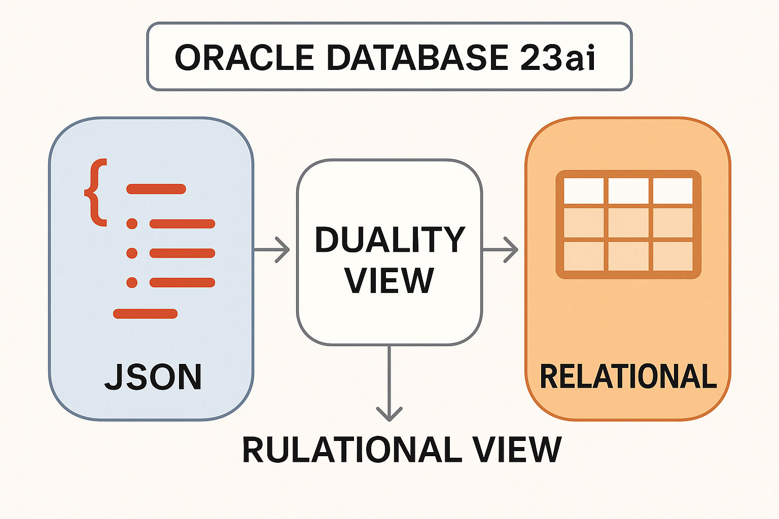 Oracle Database 23ai JSON Relational Duality Views architecture diagram