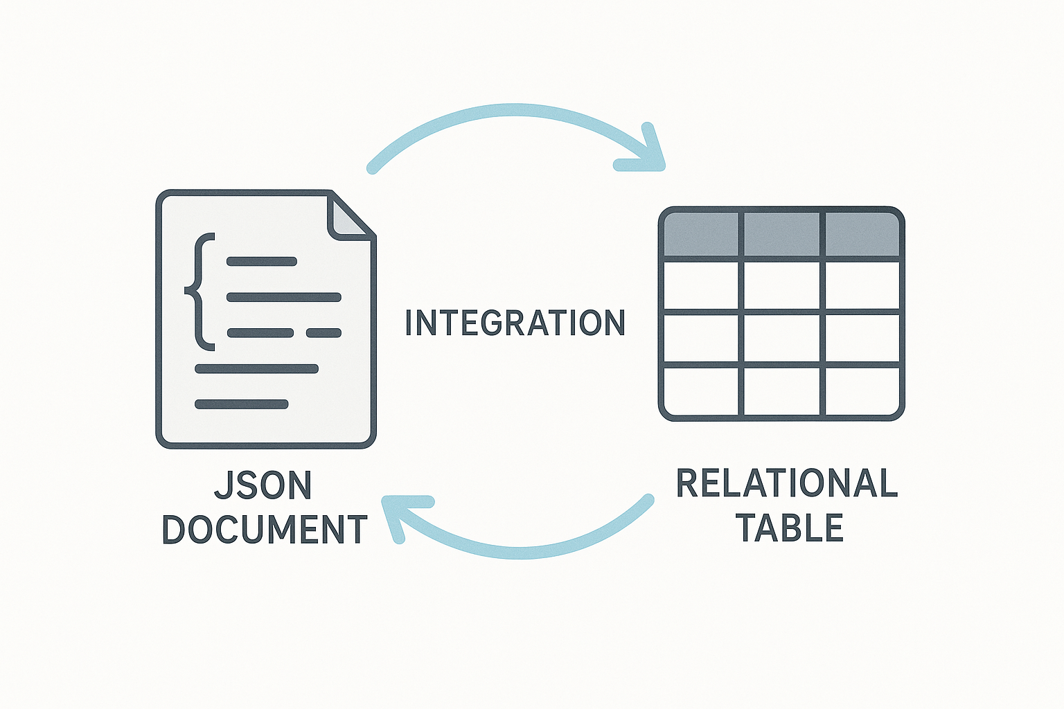 Visual representation of JSON and relational data integration