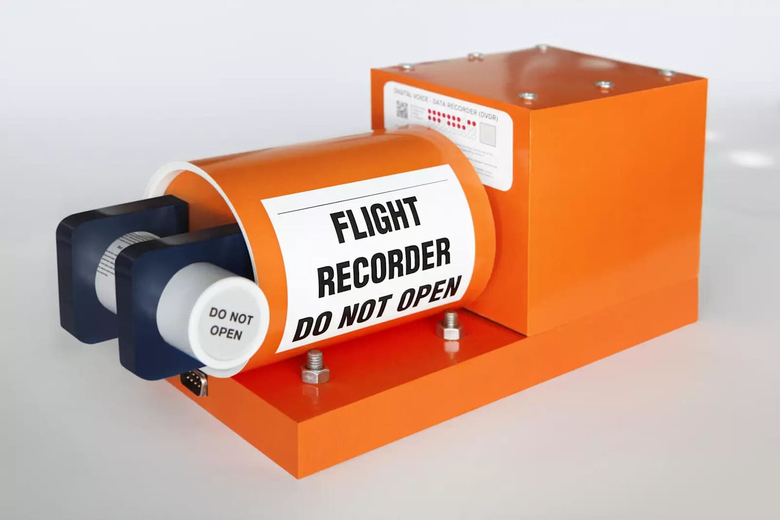 A digital voice and flight data recorder, commonly known as a black box, essential for aviation accident investigations.