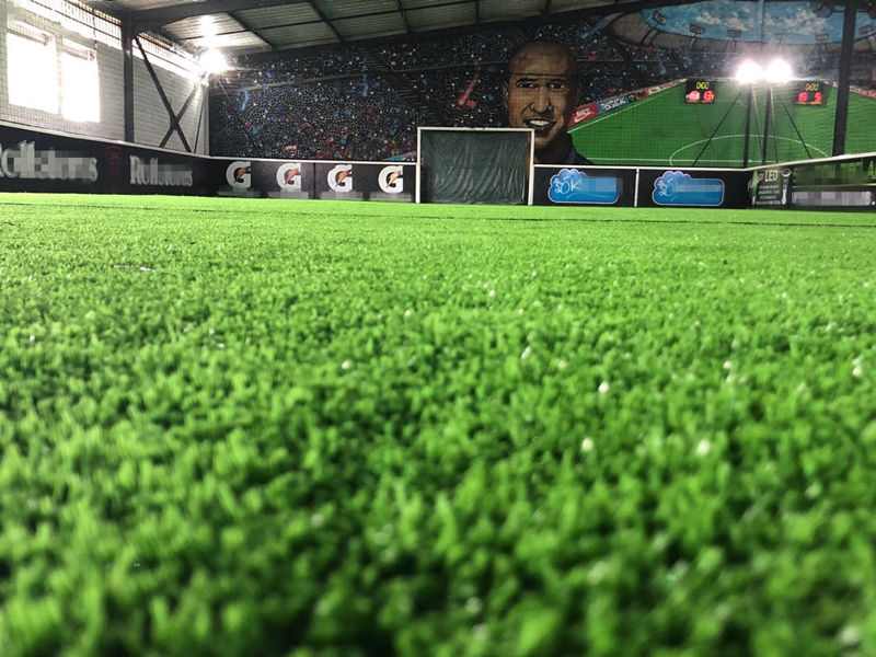 Indoor football turf with artificial grass