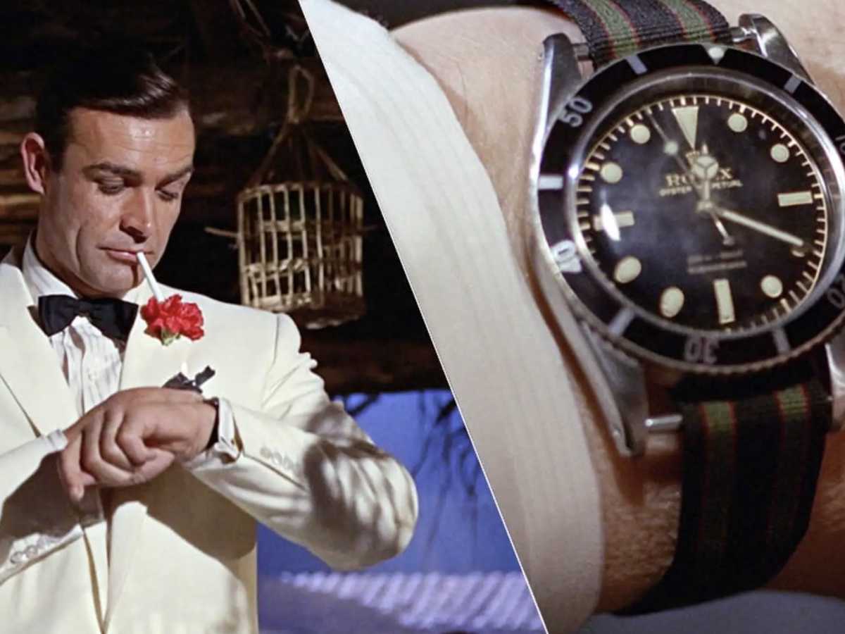 Sean Connery as James Bond wearing the iconic Rolex Submariner Reference 6538 on a NATO strap