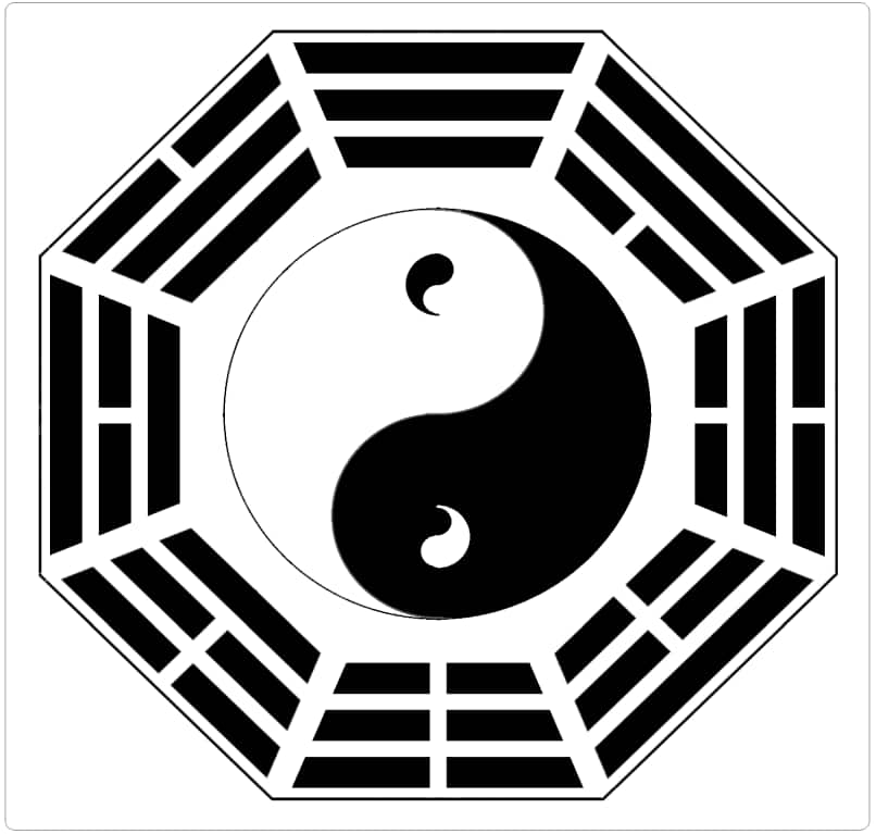 A classical Bagua (Eight Trigrams) symbol, featuring the central Yin-Yang surrounded by eight trigrams