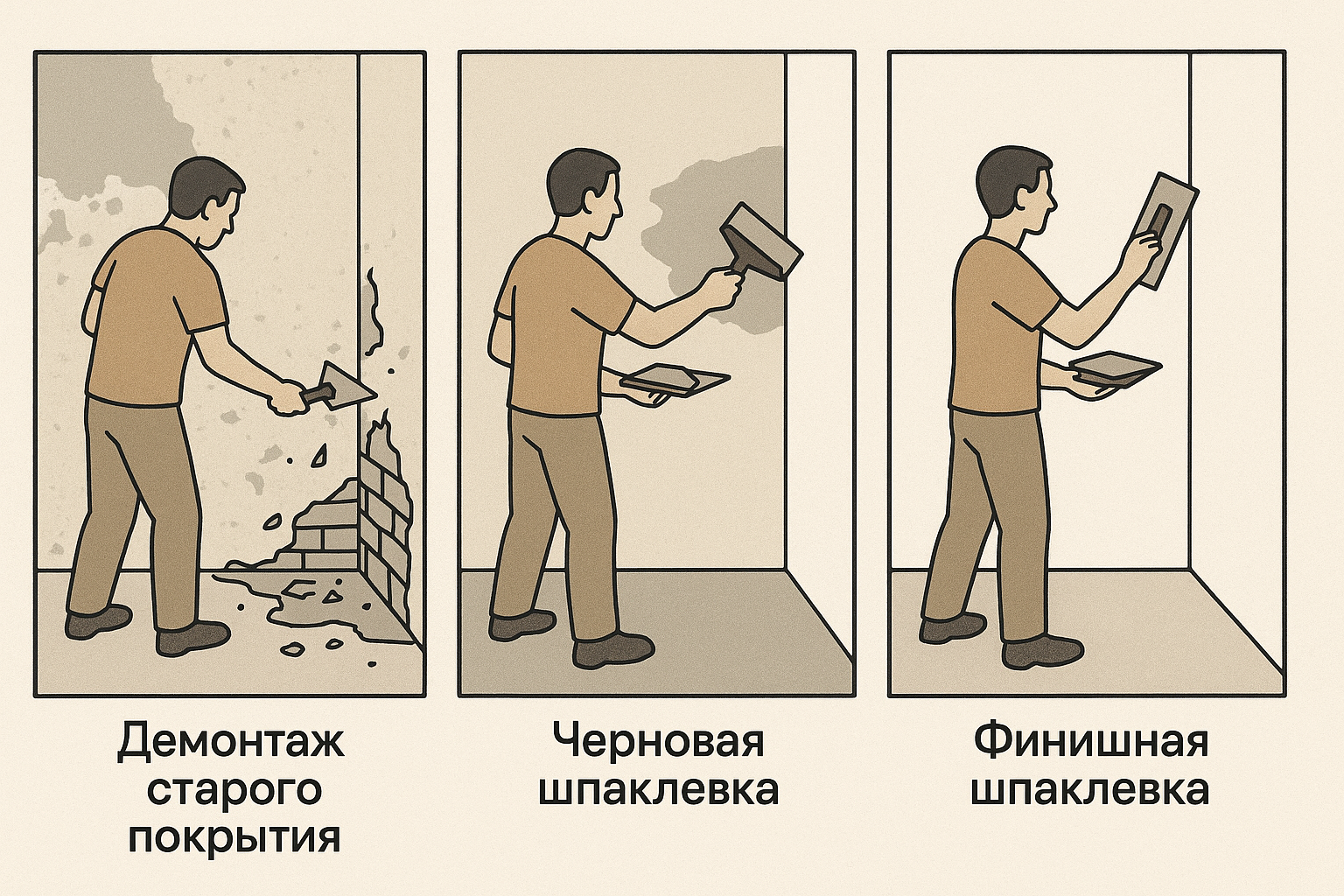 Этапы выравнивания поверхностей