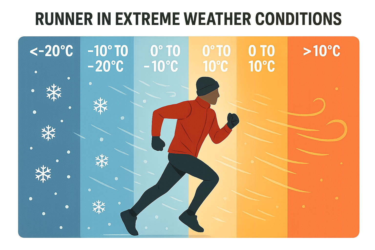 Visual guide to running in different weather conditions and temperature zones