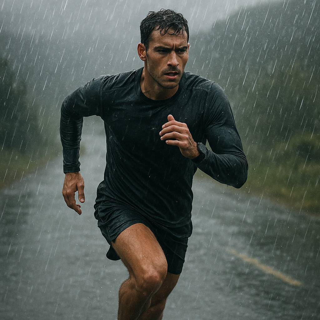 Rain running builds mental resilience and proprioceptive skills