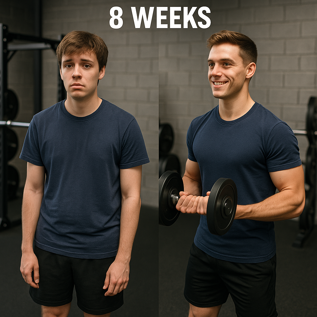 8-week beginner transformation journey at the gym