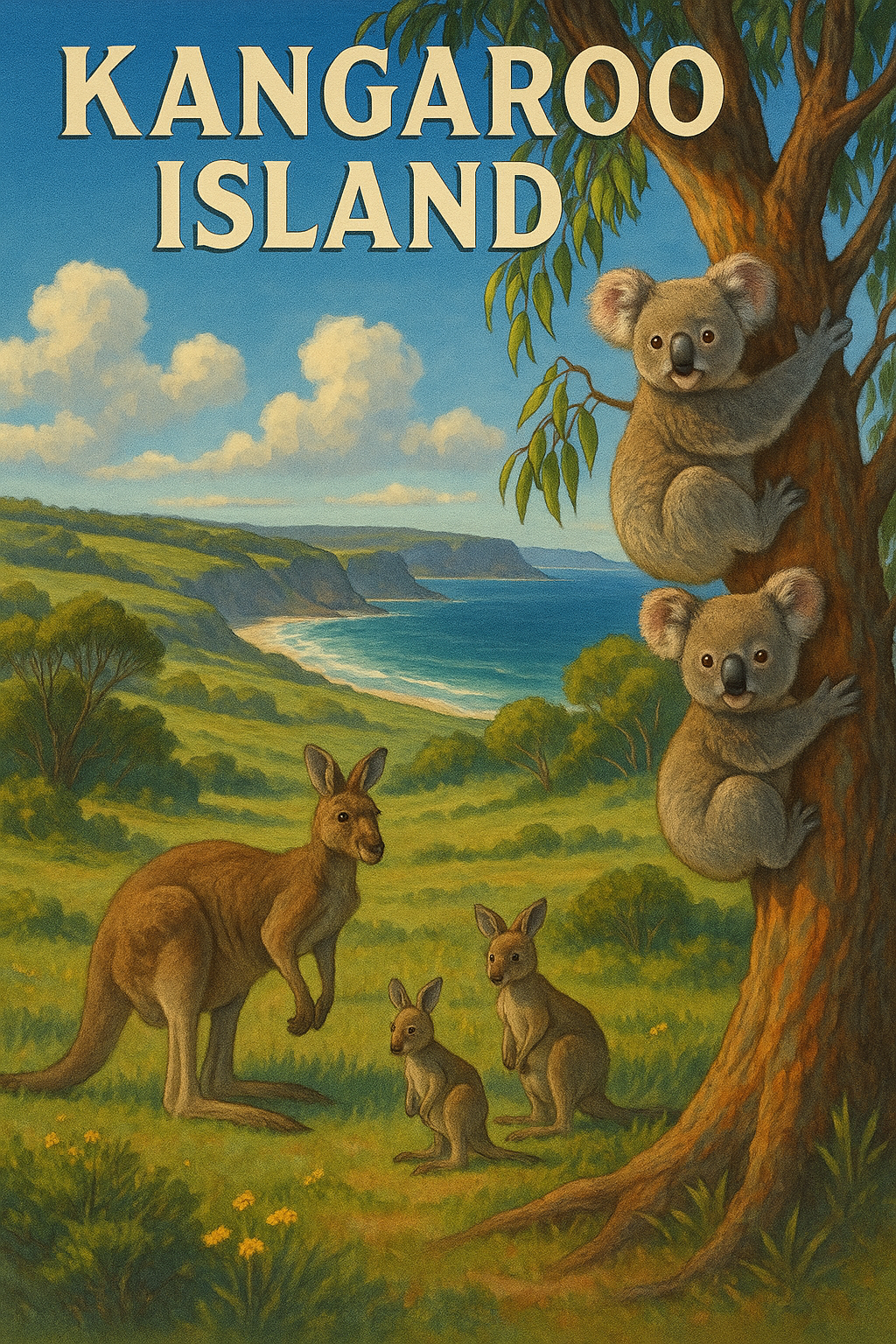 Beautiful Kangaroo Island wildlife landscape showcasing native Australian animals