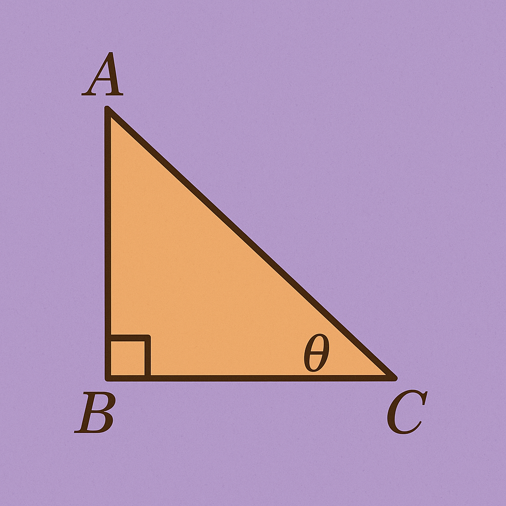 Similar right triangle with angle C labeled as θ