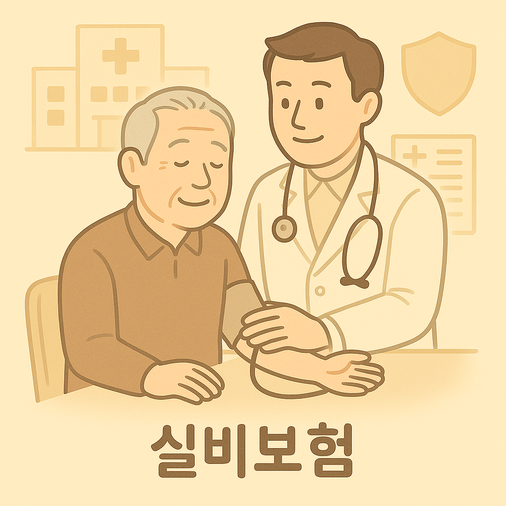 Illustration for 실비보험 blog post showing medical care and insurance protection
