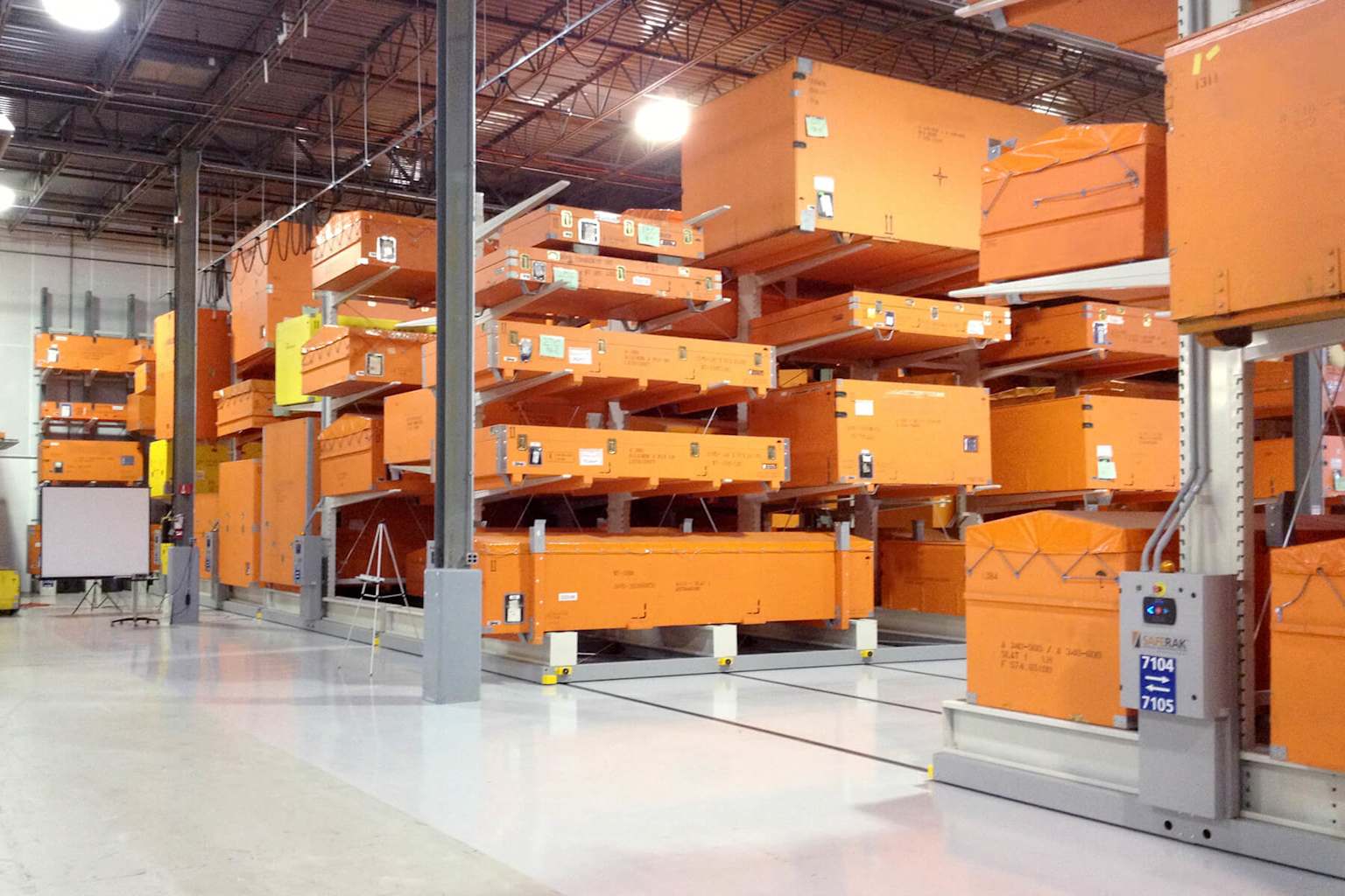 Modern warehouse with mobile racking system