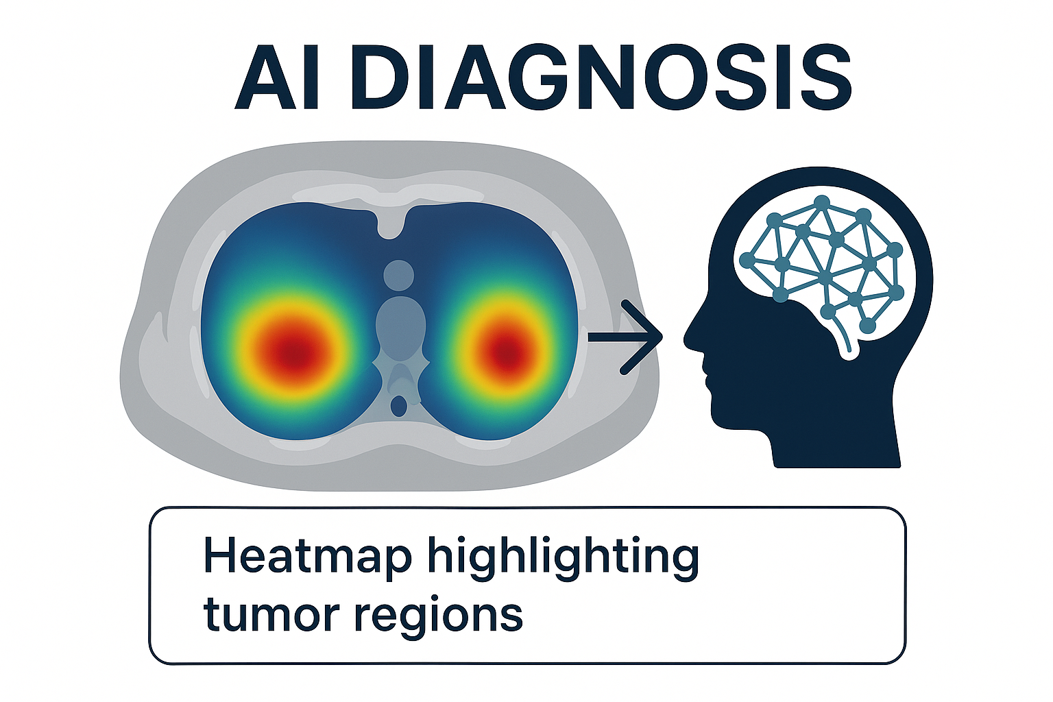 Ilustração de sistema de XAI em diagnóstico médico mostrando mapa de calor