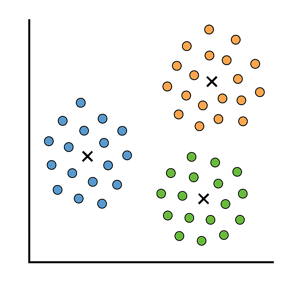 Ilustração de clusters K-means