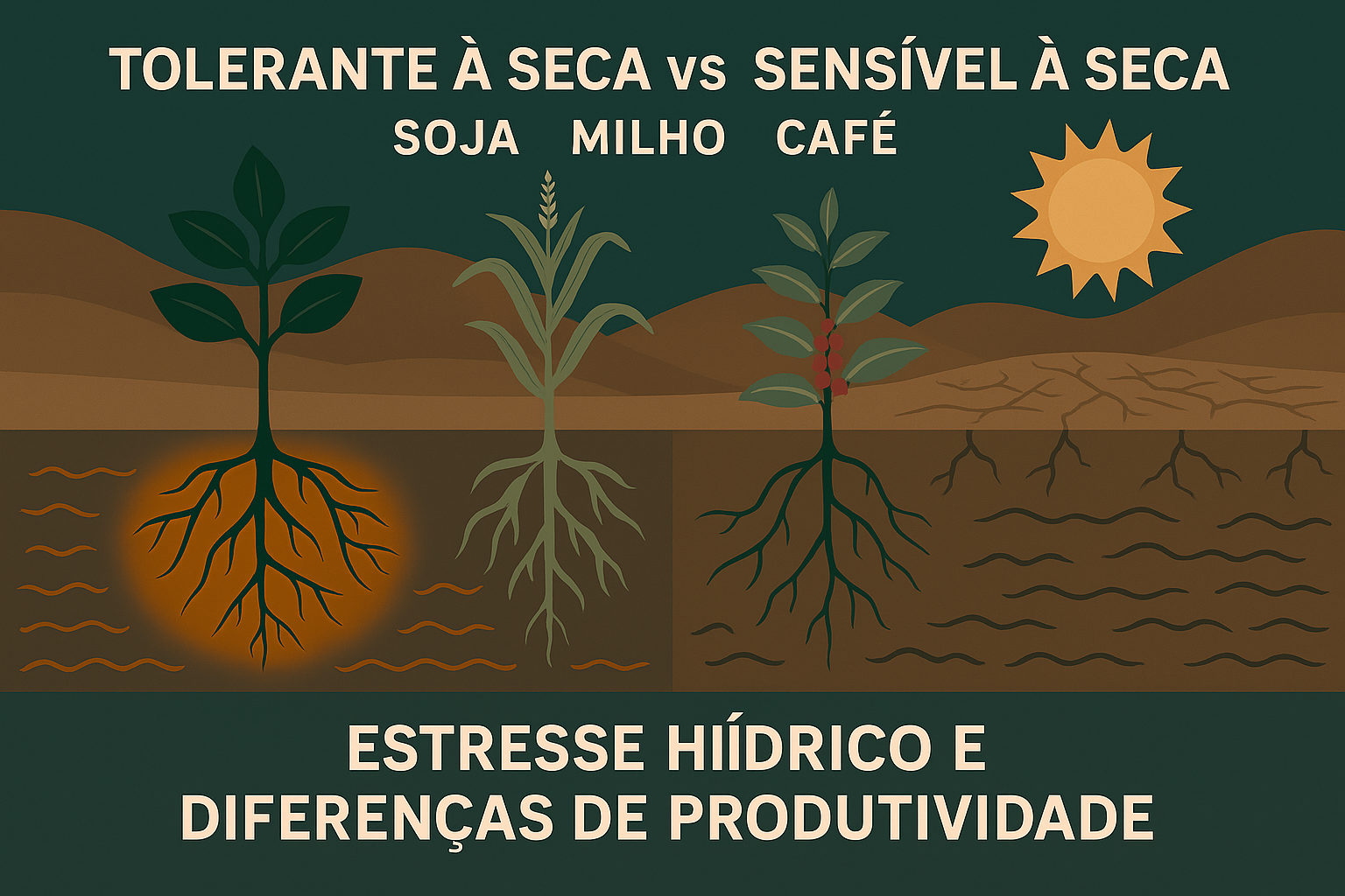 Aplicação prática da osmorregulação na agricultura brasileira: culturas tolerantes vs sensíveis à seca