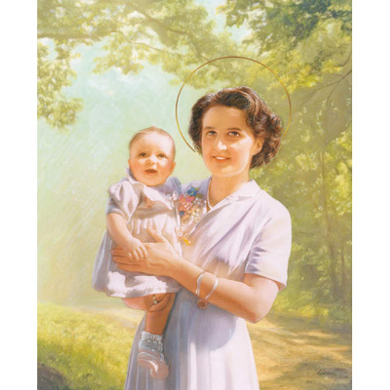 Painting of Saint Gianna Beretta Molla holding her child