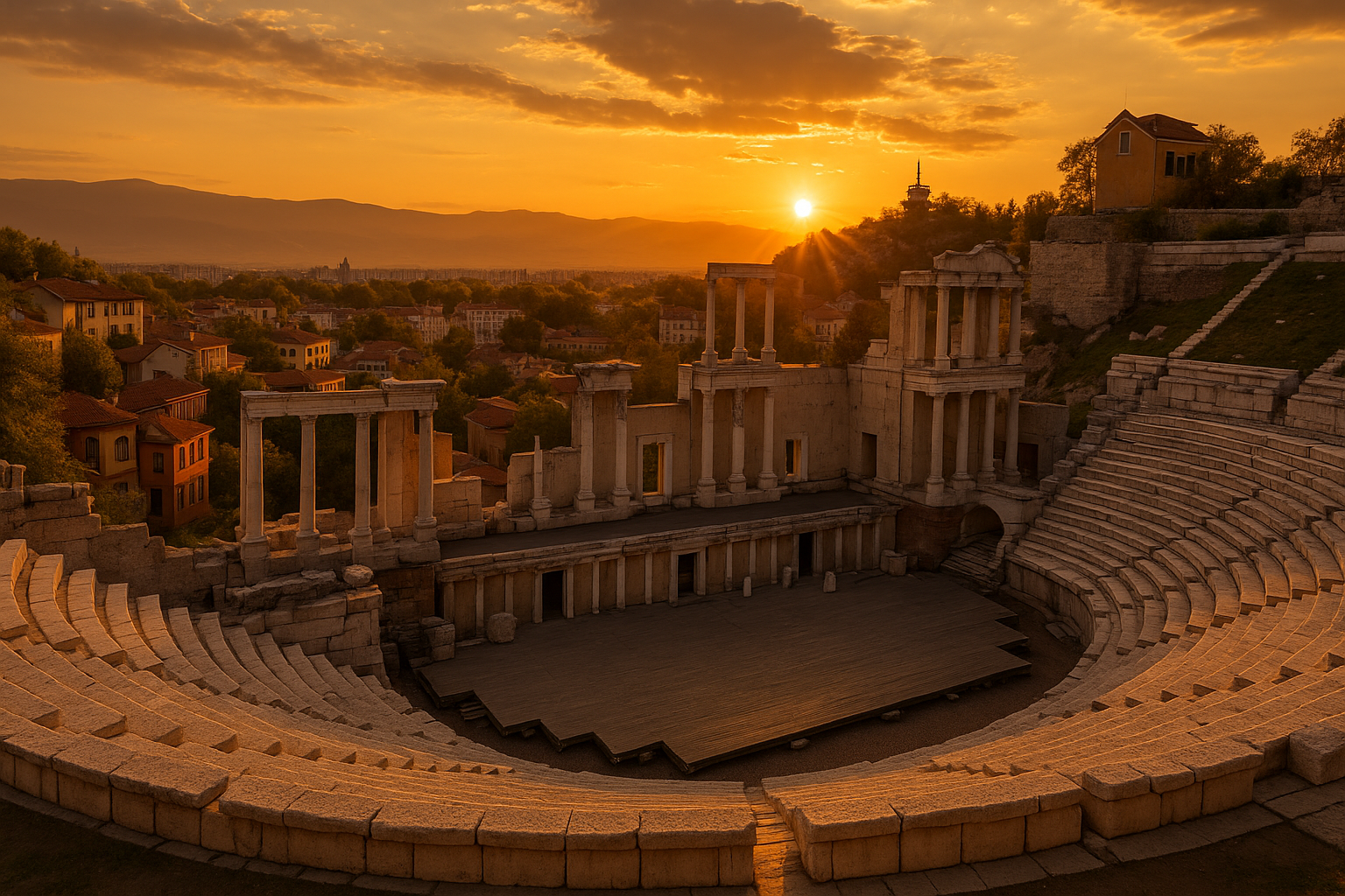 Ancient Roman Theatre in Plovdiv's Old Town at sunset https://linktr.ee/jtravels7 
Imagine walking through cobblestone streets where Roman emperors once strolled, where Byzantine merchants haggled over precious goods, and where Ottoman poets penned verses under starlit skies. Welcome to Plovdiv, Bulgaria's cultural crown jewel and Europe's oldest continuously inhabited city - a destination that transforms Thursday thoughts into profound cultural revelations that will echo in your soul long after you return home.