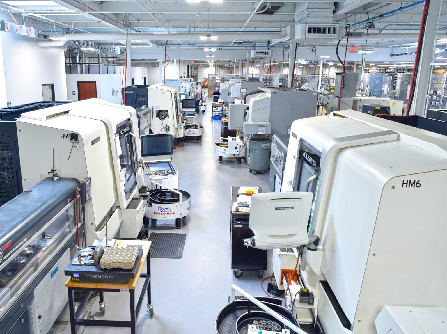 Modern CNC machine shop floor with advanced equipment