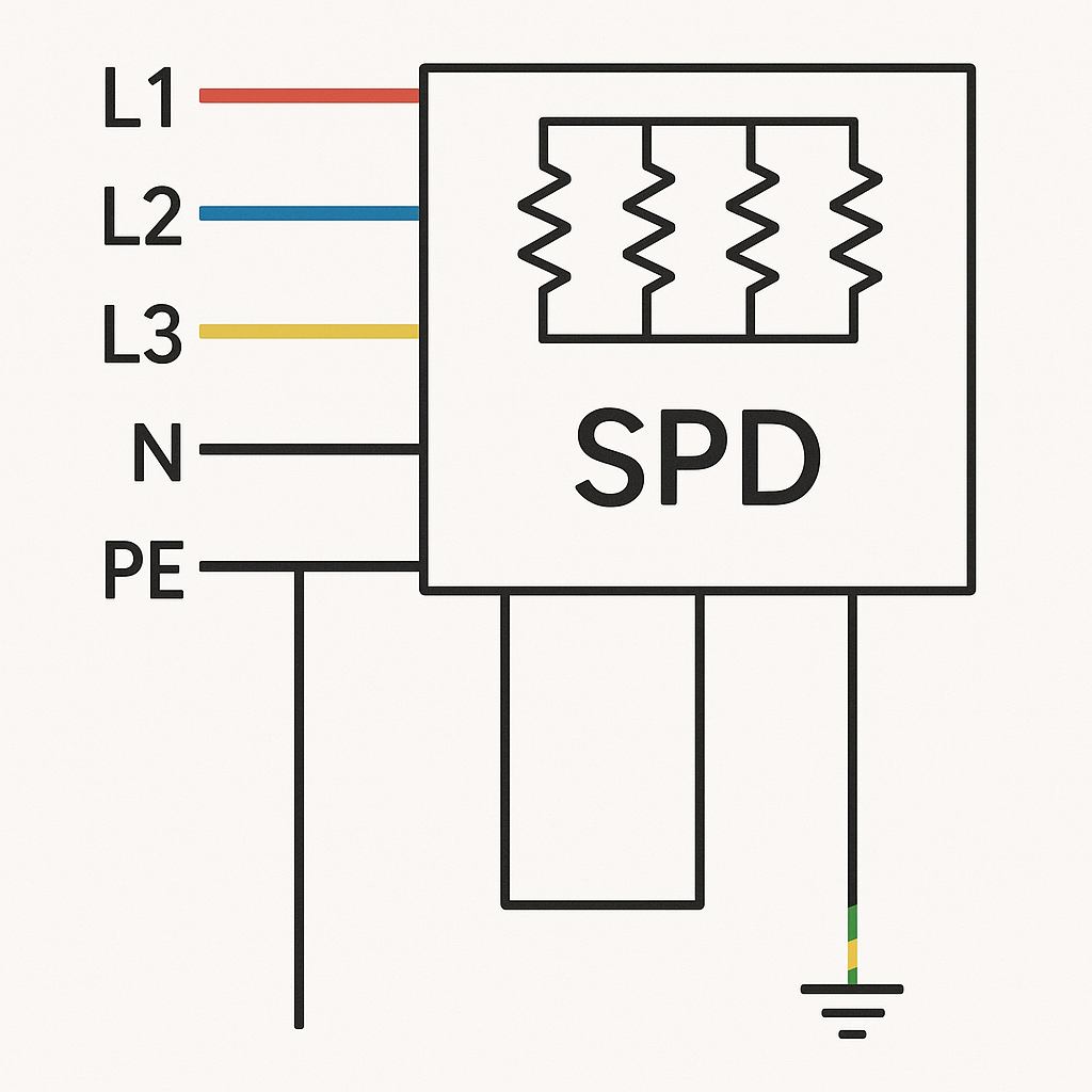 Three-phase SPD wiring diagram