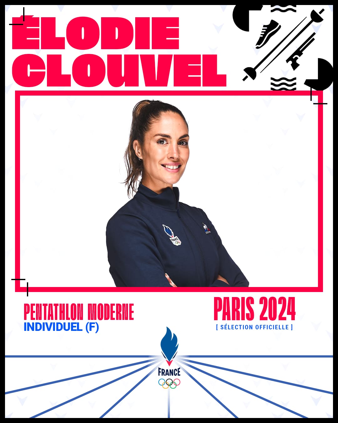 Élodie Clouvel, French modern pentathlete, featured in the official selection for Paris 2024