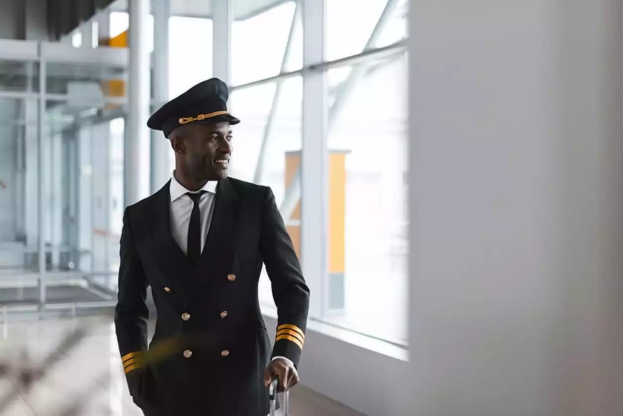 Professional pilot in uniform
