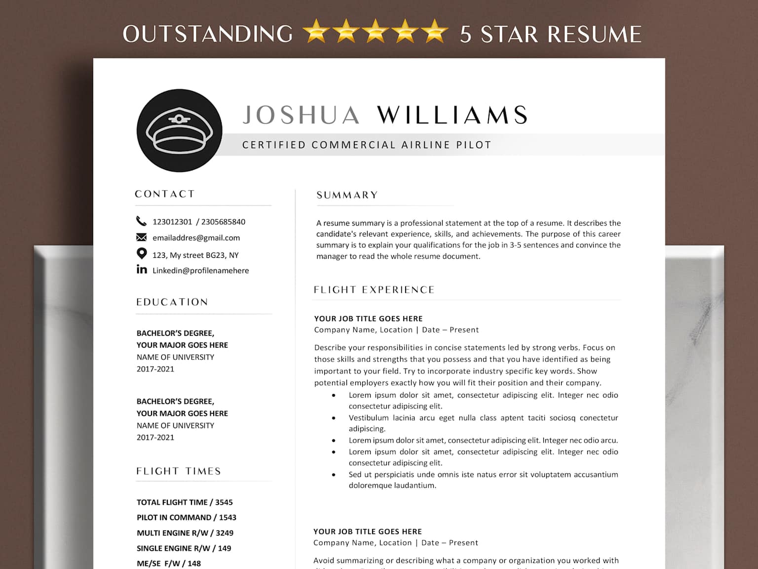Airline pilot resume template