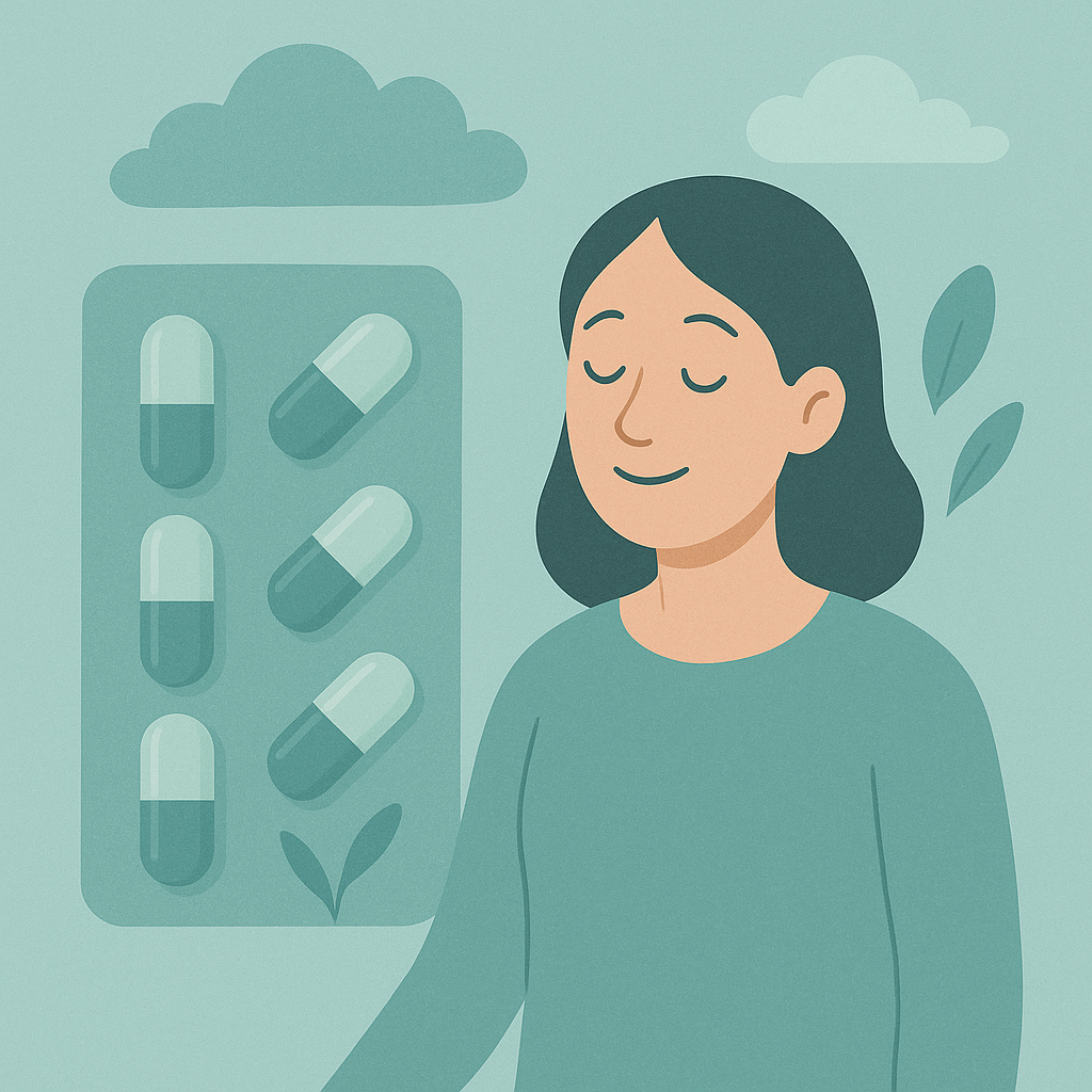 Calming illustration of drug therapy for social anxiety disorder without text