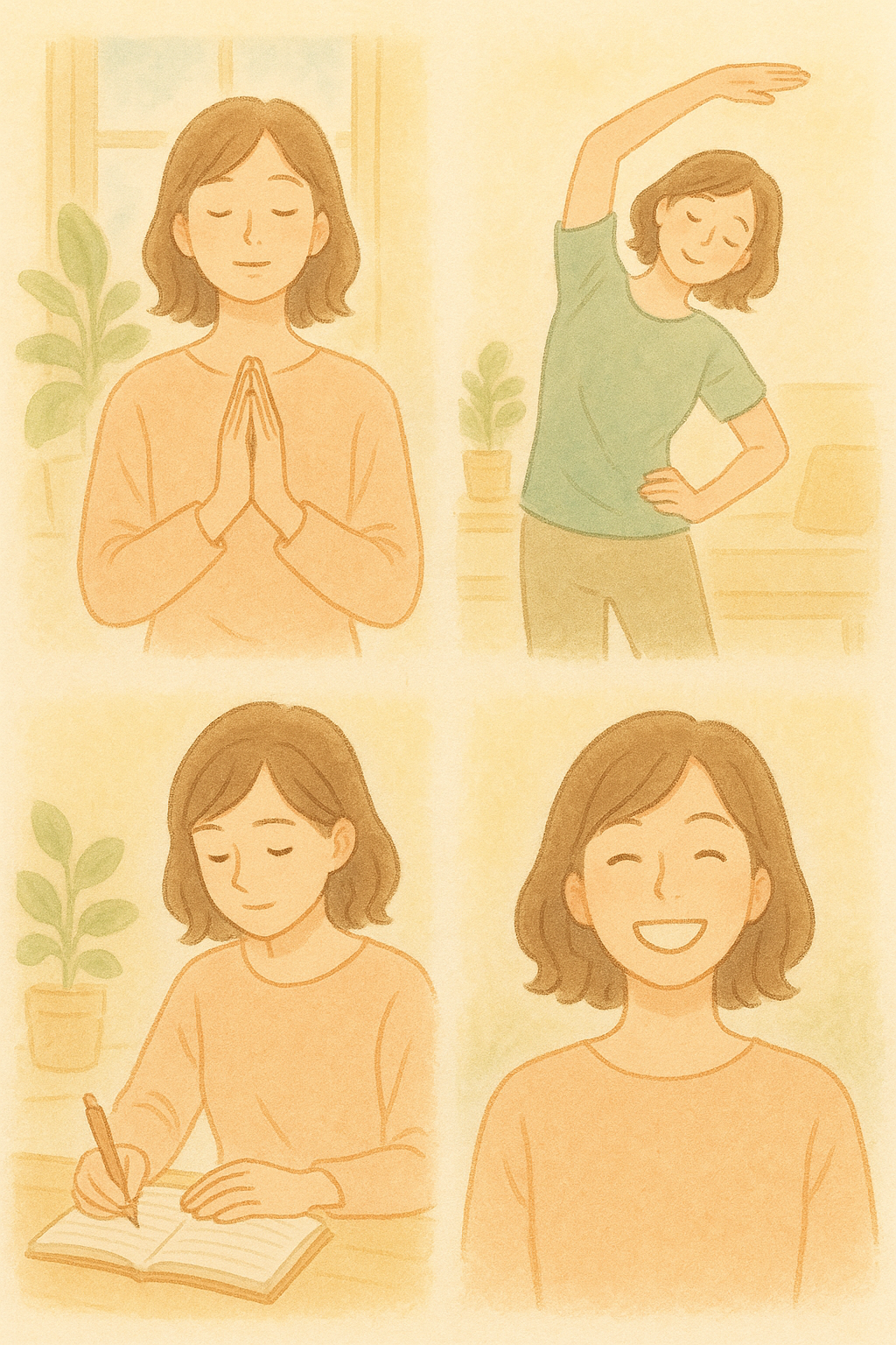 セルフケアを続けるためのコツを表現したイラスト