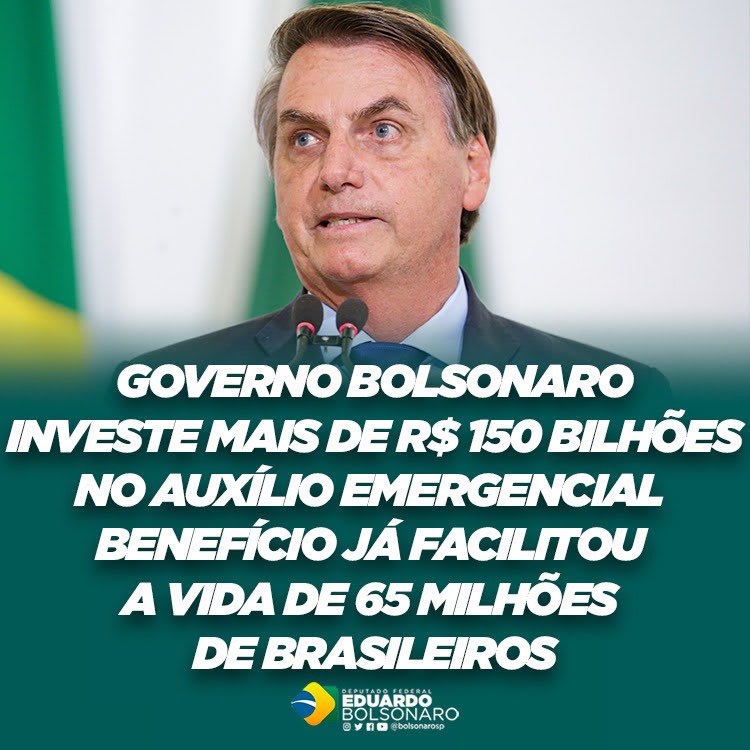 Bolsonaro government's emergency aid investment benefited 65 million Brazilians.