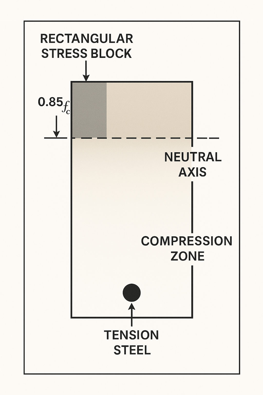 Diagrama de tensões e zonas na flexão