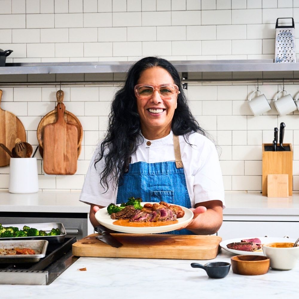 Chef with diabetes-friendly meal