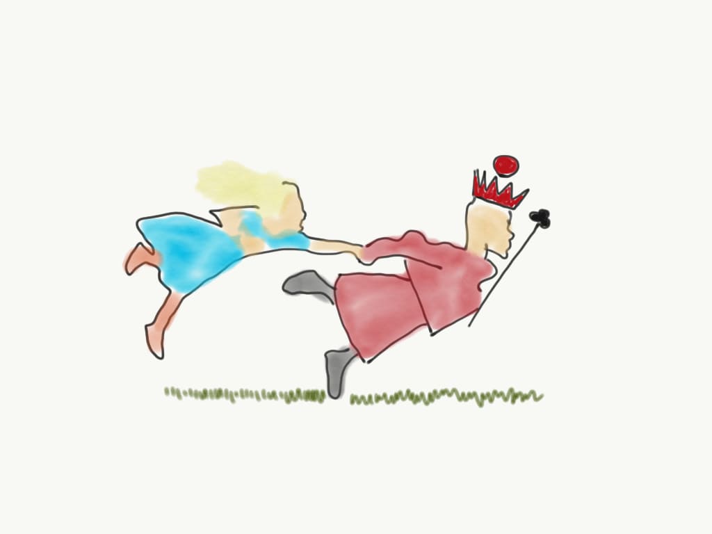 Alice and the Red Queen running