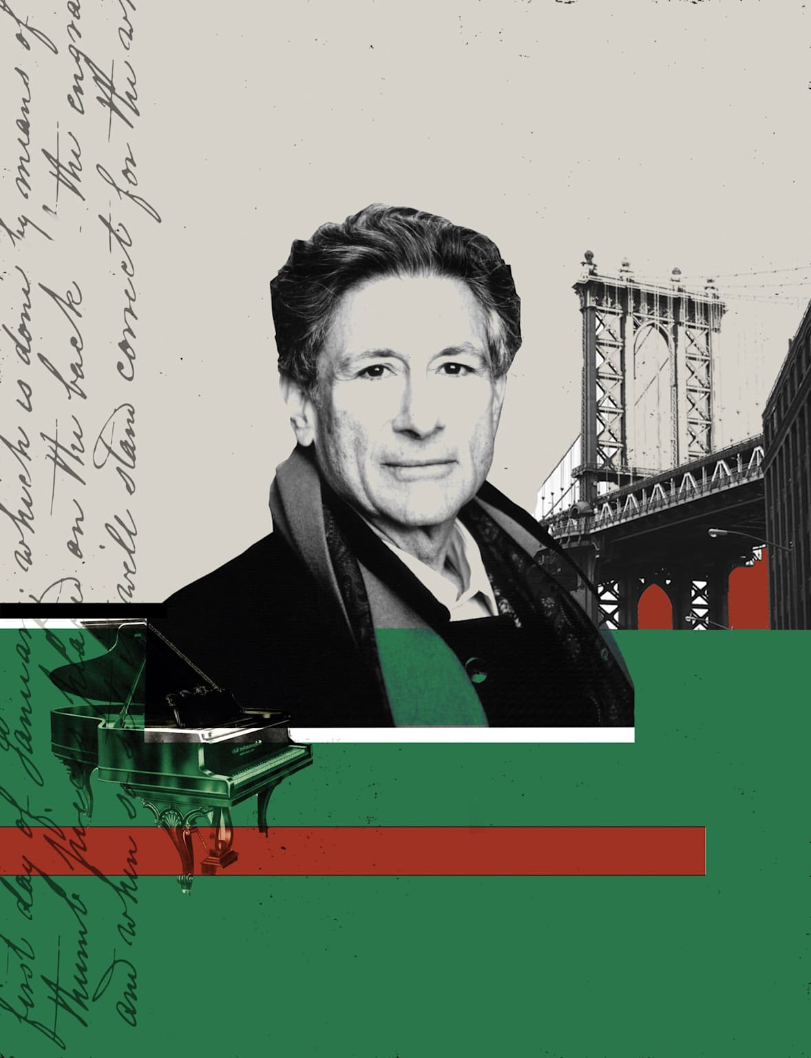 Stylized collage representing Edward Said's postcolonial critique with symbolic urban and cultural elements