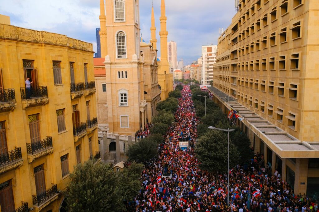 Massive protest in Beirut, Lebanon, highlighting public dissent amid political and economic challenges
