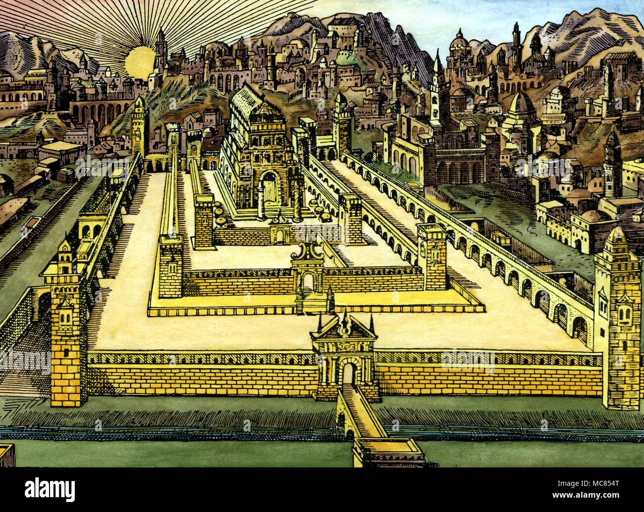 Artistic illustration of the ancient Temple of Solomon in Jerusalem, a key symbol in Masonic traditions.