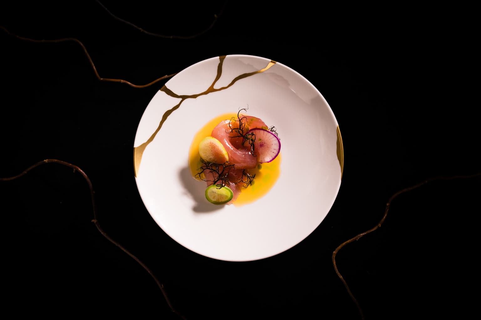 Fine dining dish from The Restaurant at Hotel Wailea showcasing elegant plating and fresh local ingredients