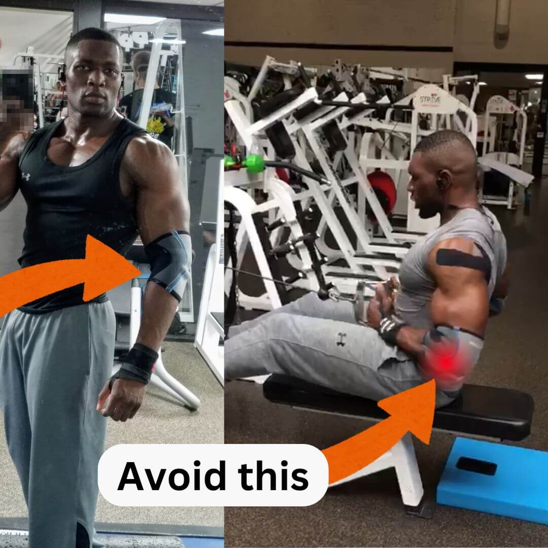 Avoid exercises that aggravate elbow pain during gym workouts, especially with tennis elbow