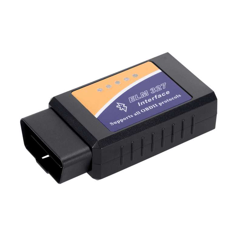 An ELM327 OBD2 Bluetooth adapter for reading and clearing vehicle diagnostic codes