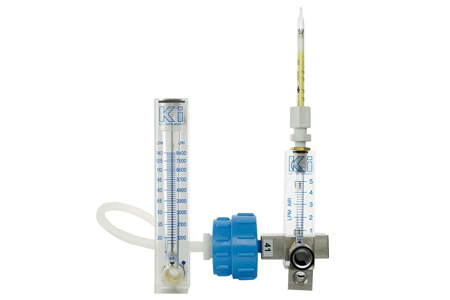 Flow meters used for measuring air flow rates in compressed air quality testing according to ISO 8573 standards