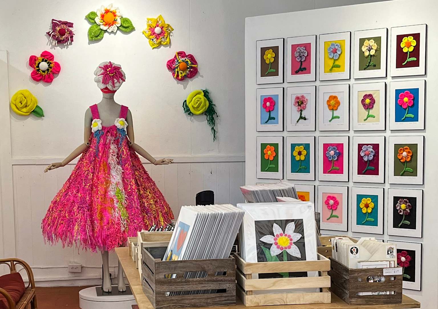 Louda Larrain's floral-themed art exhibition in Hanapepe Kauai highlights the town's vibrant art scene