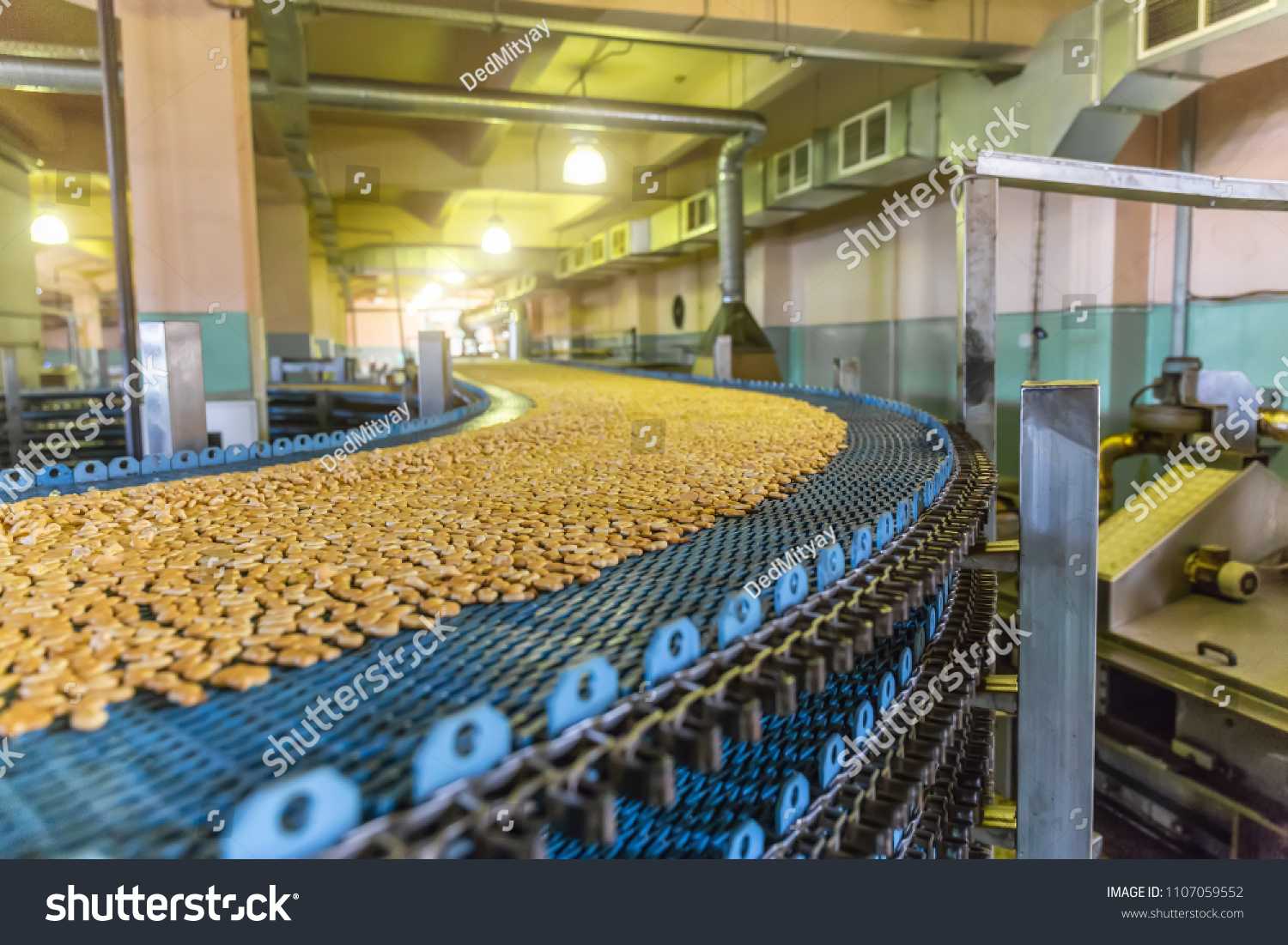 Industrial cake production conveyor line
