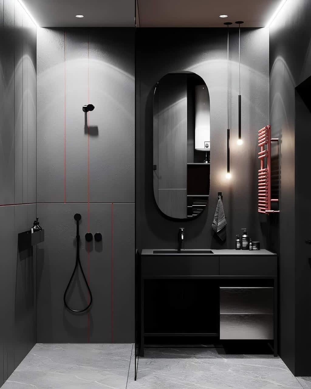 Dark Minimalist Bathroom