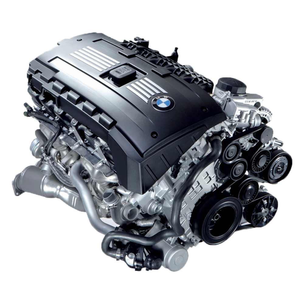 BMW N54 twin-turbo inline-6 engine commonly found in the BMW E90 335i model, shown in detail