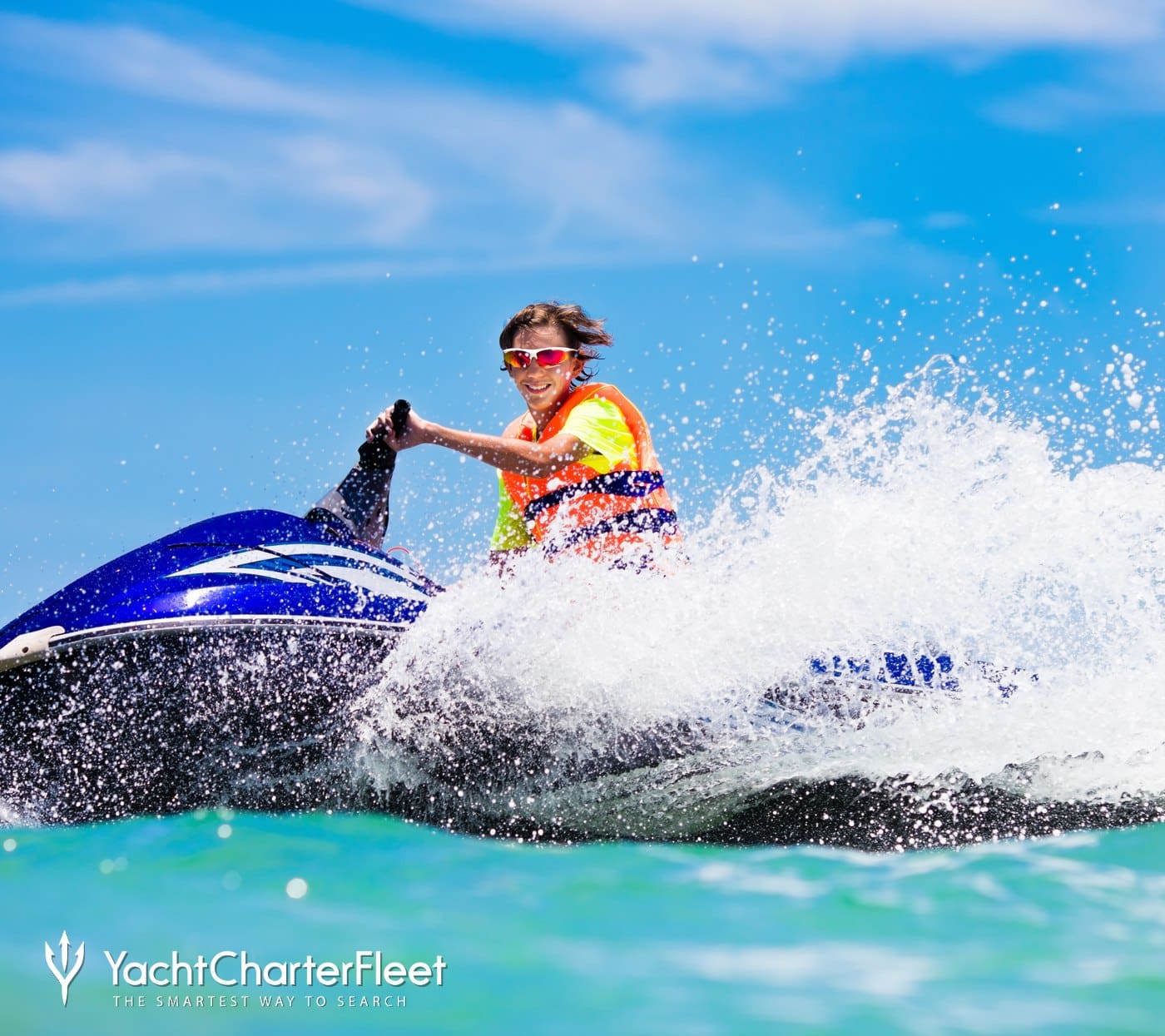 Jet ski ride captured during a yacht charter showcasing water toy excitement